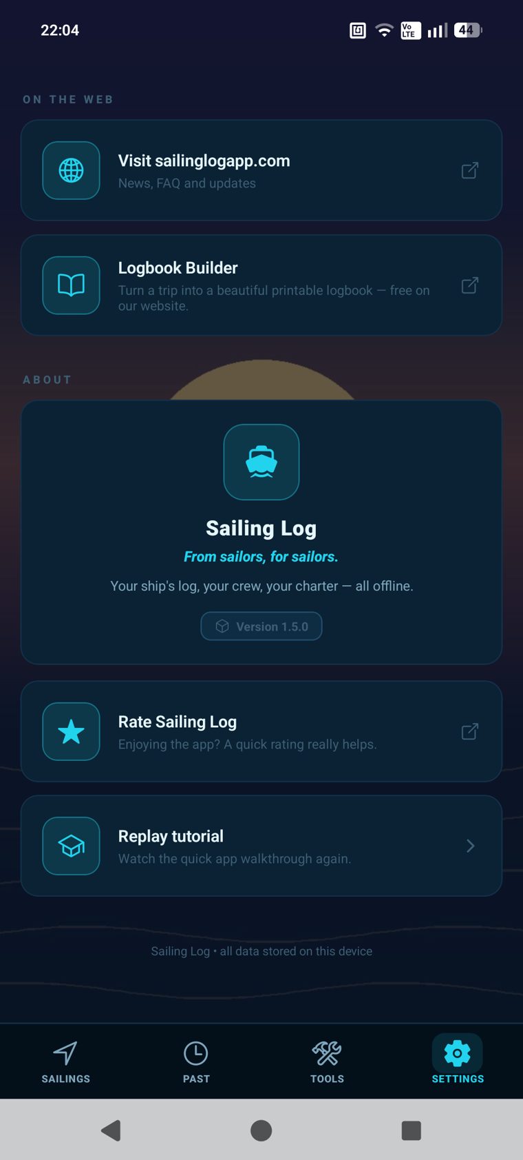 Logbook builder & per-trip export