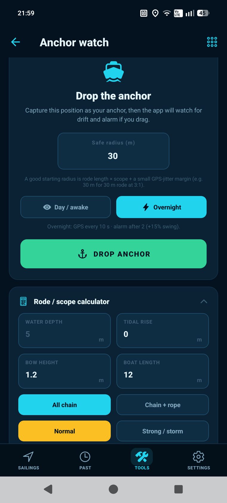 Anchor alarm