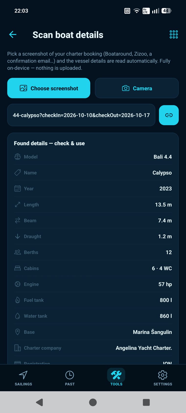 Scan boat details
