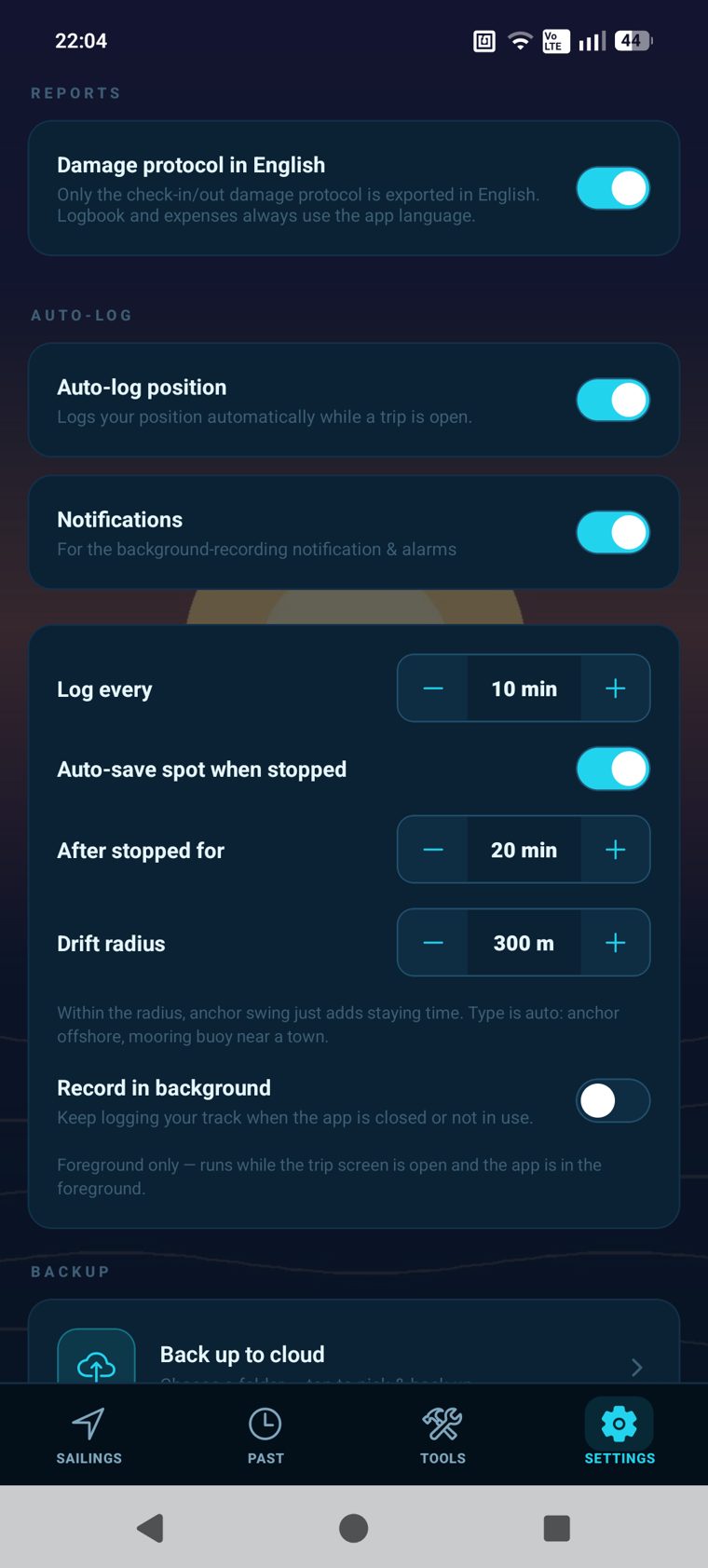 Auto-log & background